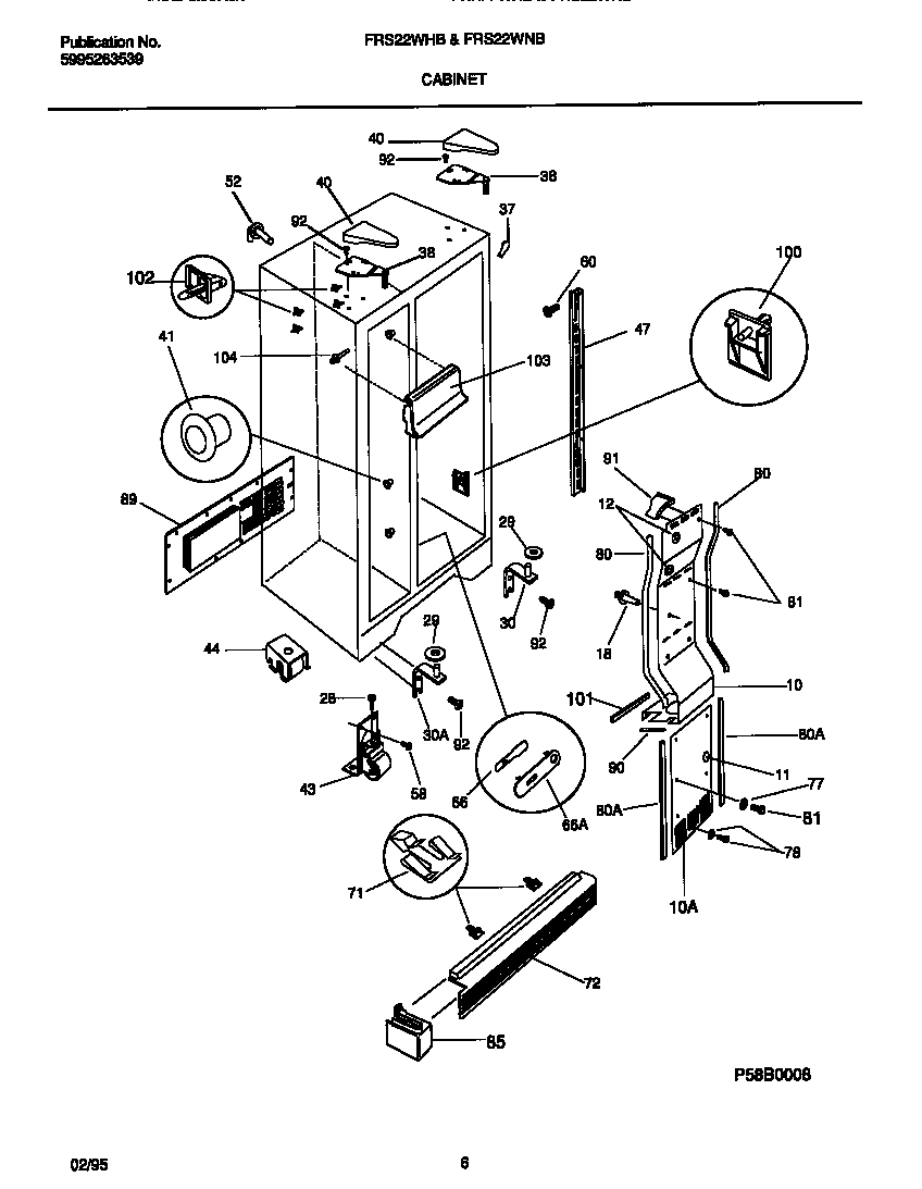 Frigidaire FRS22WHBD1 cabinet diagram