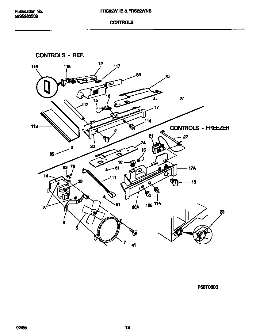 Frigidaire FRS22WHBD1 controls diagram