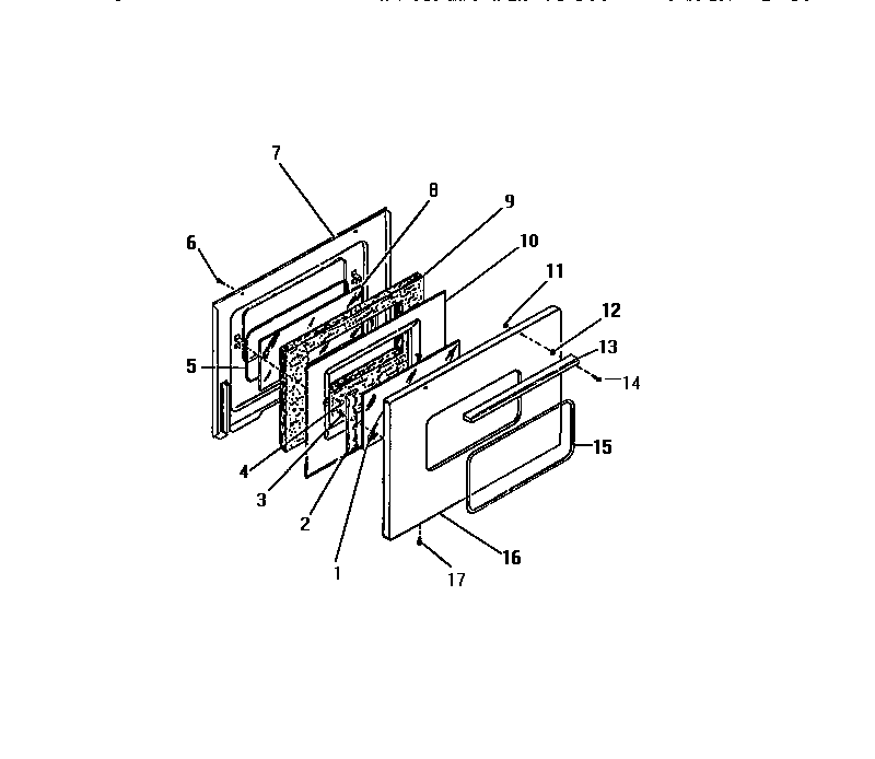 Frigidaire GG26PCL0 oven door, panels diagram
