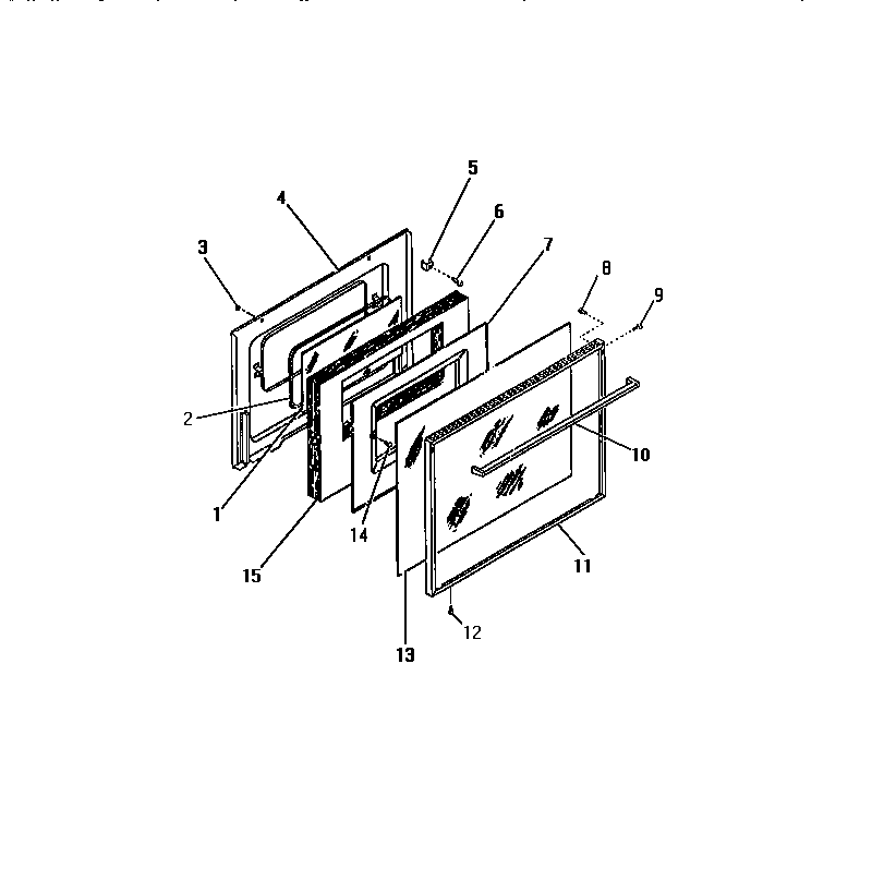 Frigidaire GG26PCL0 oven door, panels diagram