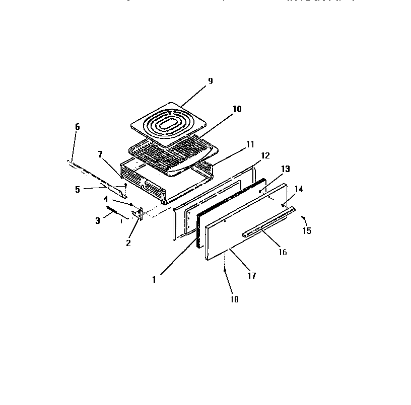 Frigidaire GG26PCL0 broiler drawer, panels diagram