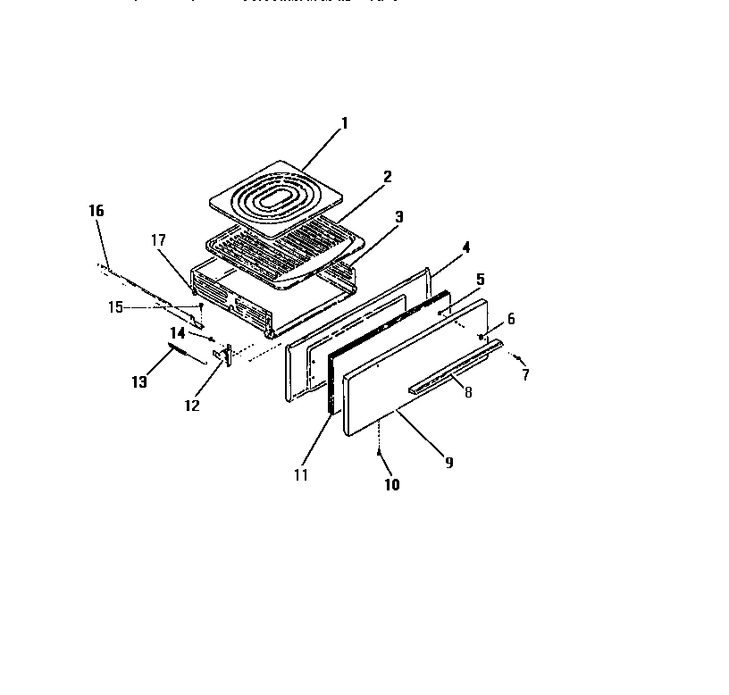 Frigidaire GG26PCL0 broiler drawer, panels diagram