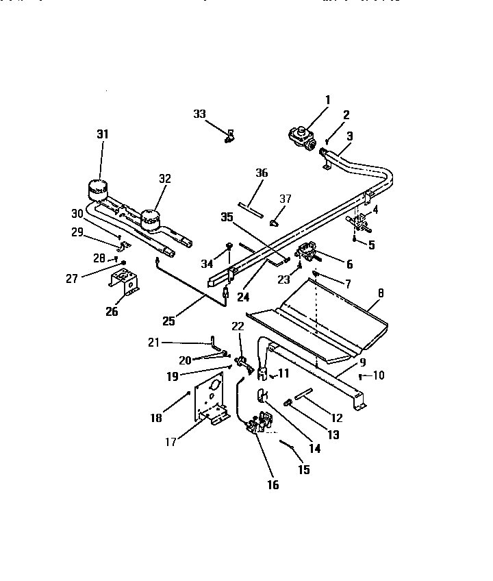 Frigidaire GG26PCL0 burners, ignitors, controls diagram