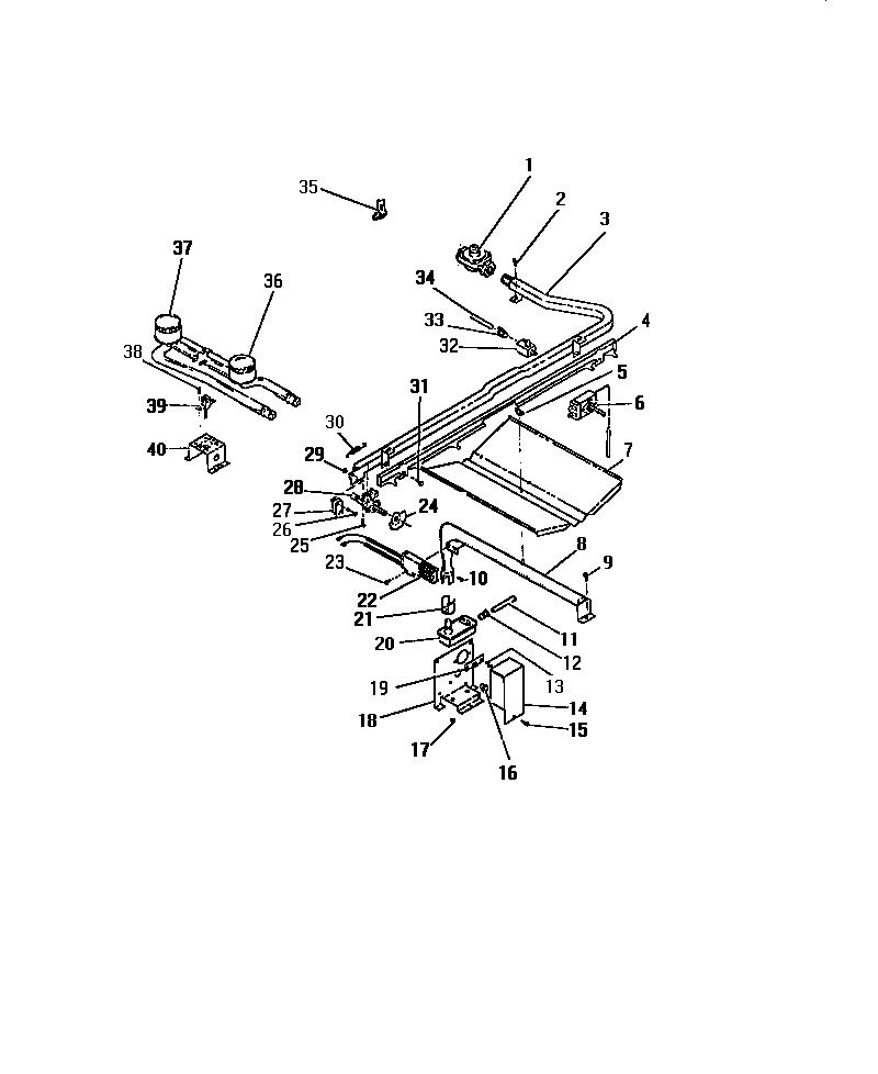 Frigidaire GG26PCL0 burners, ignitors, controls diagram