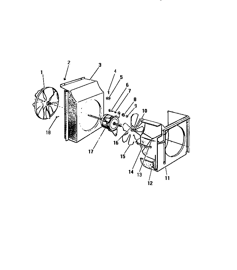 Frigidaire A6LECD2 shroud, scroll, blower motor ("slider" model) diagram