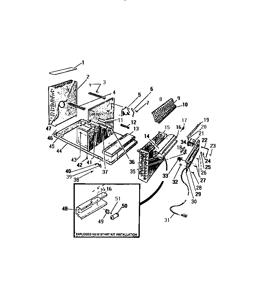 Frigidaire A6LECD2 evaporator, condenser, base ("slider" model) diagram