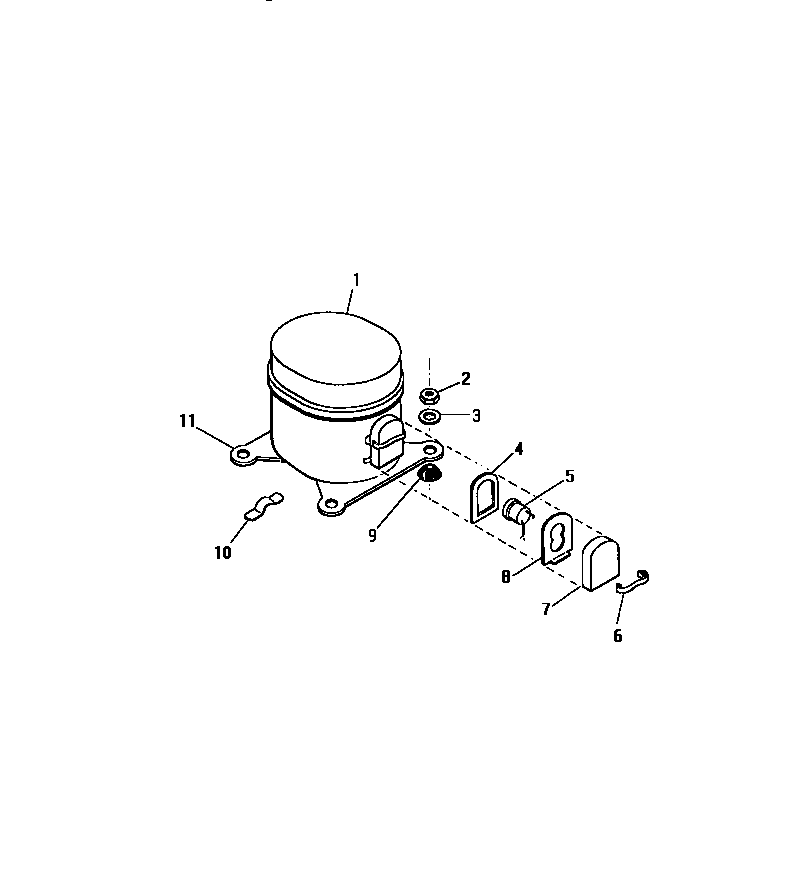 Frigidaire A6LECD2 compressor ("slider" model) diagram