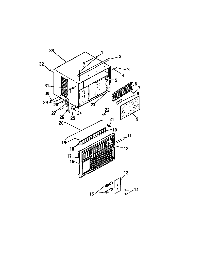 Frigidaire A6LECD2 cabinet, front ("aaa" cabinet models) diagram