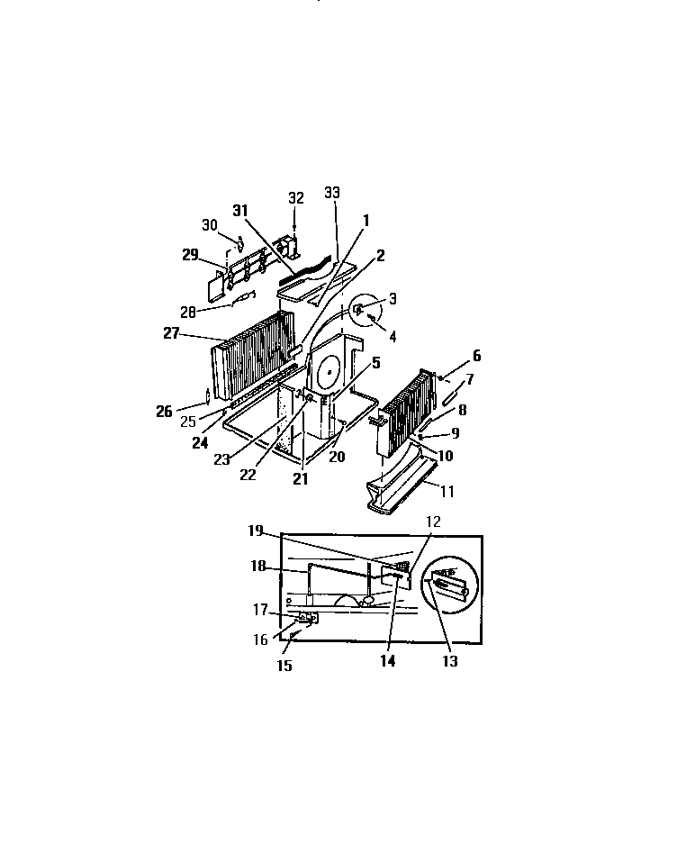 Frigidaire A6LECD2 evaporator, condenser ("aaa" cabinet models) diagram