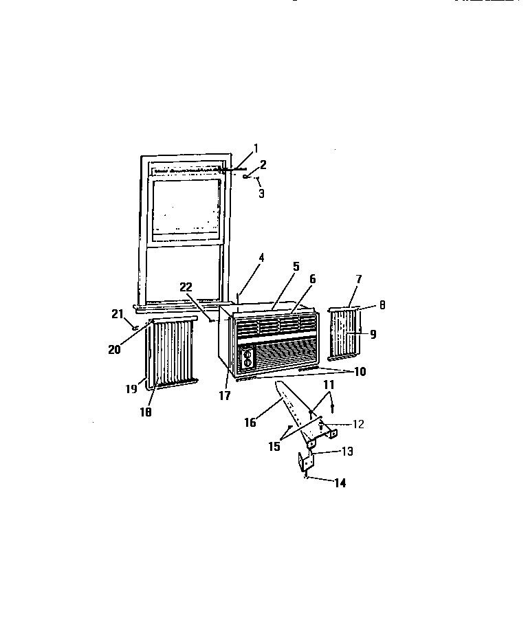 Frigidaire A6LECD2 cabinet window mounting parts ("cc" cabinet models) diagram