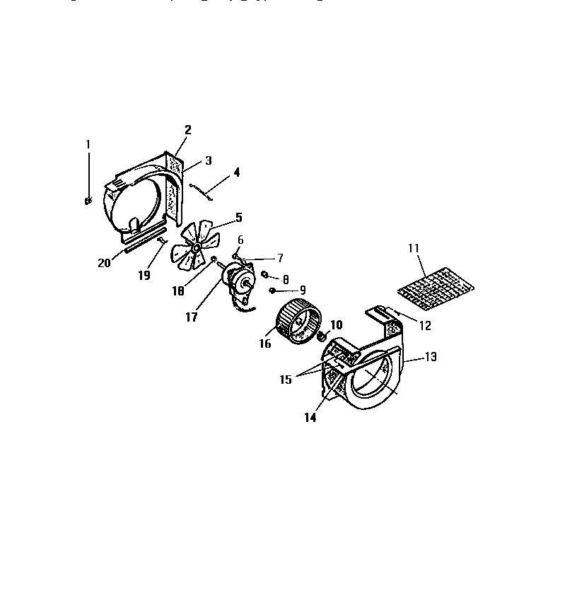 Frigidaire A6LECD2 shroud, scroll, blower motor ("b" cabinet models) diagram
