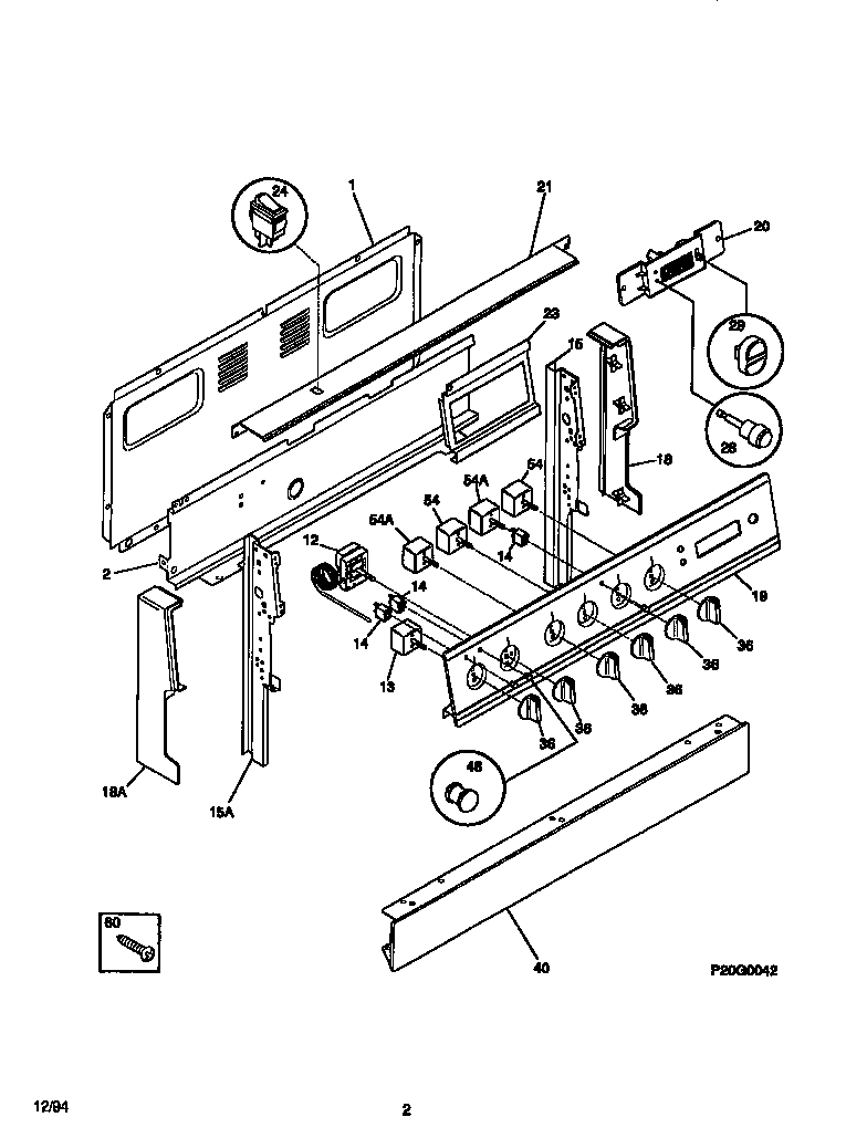 White-Westinghouse WEF322BADA backguard diagram