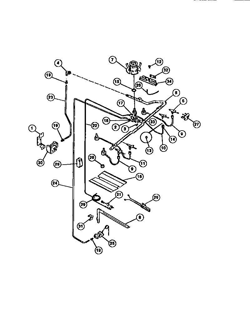 Tappan 32-1148-00-01 burners, manifold, gas control diagram