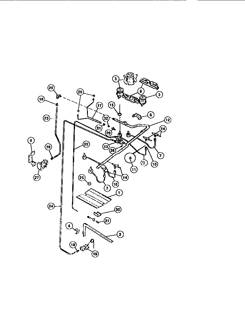 Tappan 32-1007-23-03 burners, manifold, gas control diagram