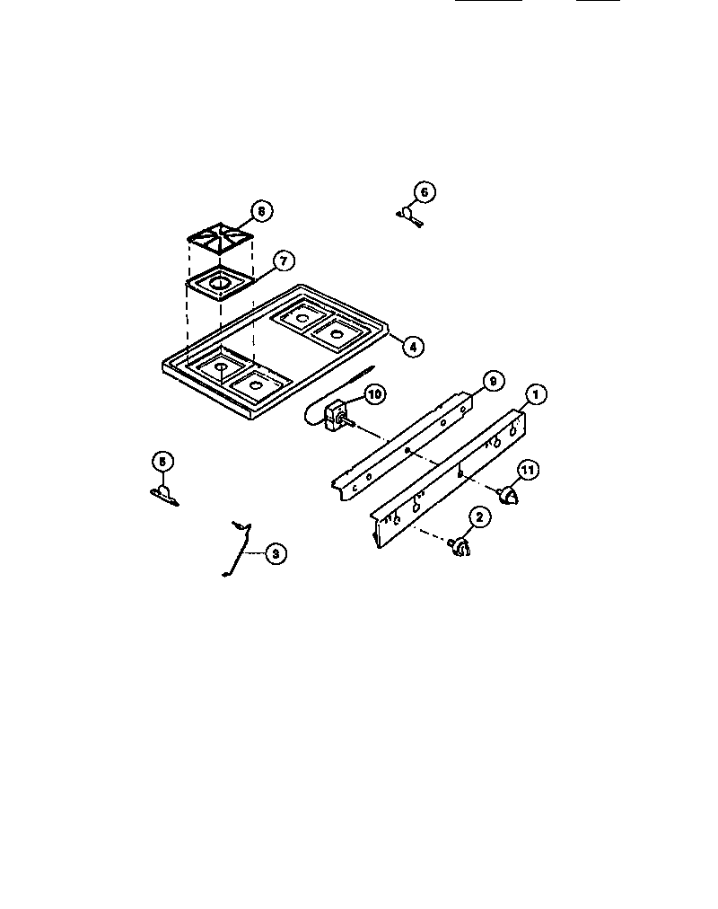 Frigidaire GCG34BNL1 cooktop, knobs diagram