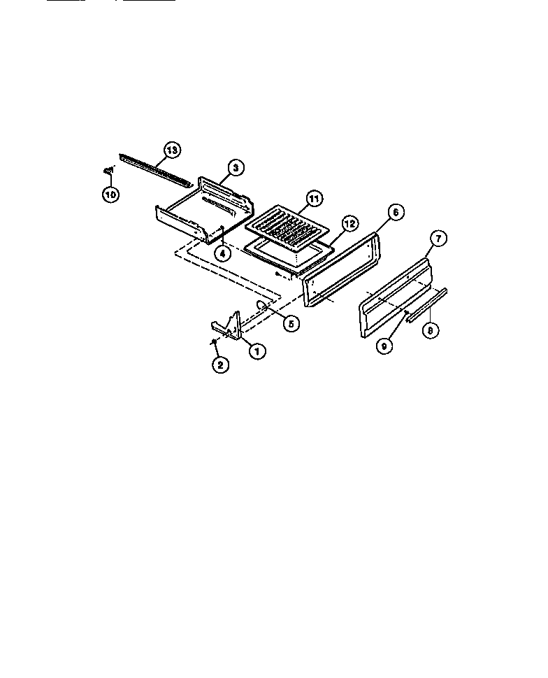 Frigidaire GCG34BNL1 broiler drawer, panels diagram