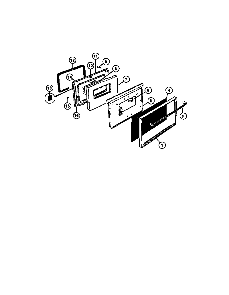 Frigidaire GCG34BNL1 oven door, panels diagram