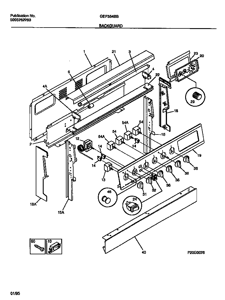 Gibson GEF354BBDA backguard diagram