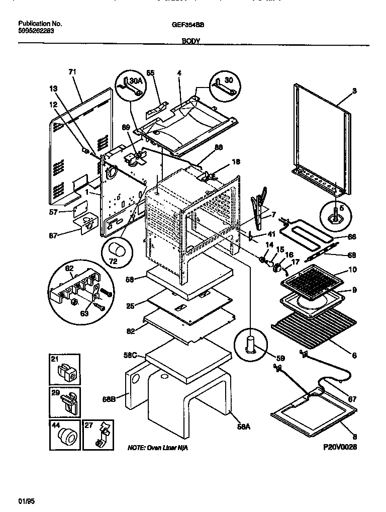Gibson GEF354BBDA body diagram