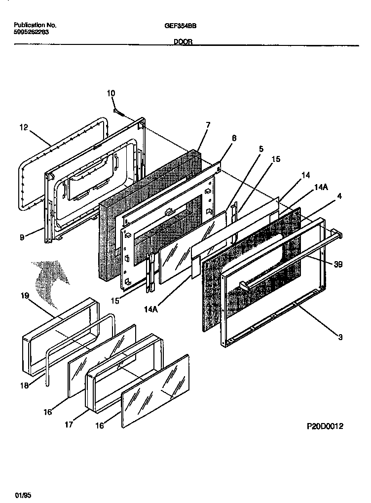 Gibson GEF354BBDA door diagram