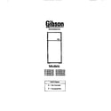 Gibson RD19F9DU3D cover page-part codes diagram