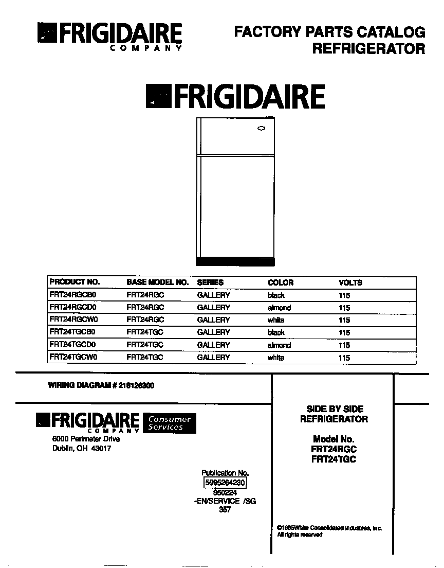 Frigidaire FRT24TGCW0 cover diagram