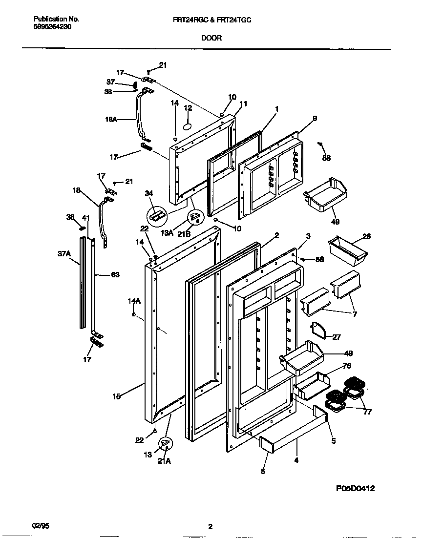 Frigidaire FRT24TGCW0 door diagram
