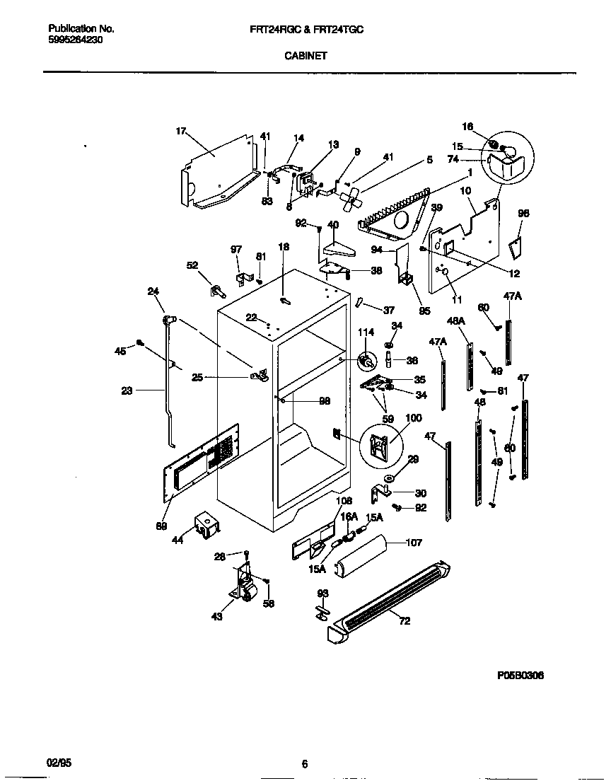 Frigidaire FRT24TGCW0 cabinet diagram