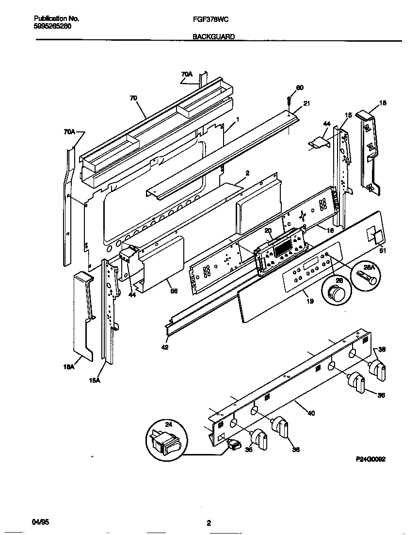 Frigidaire FGF378WCCA backguard diagram