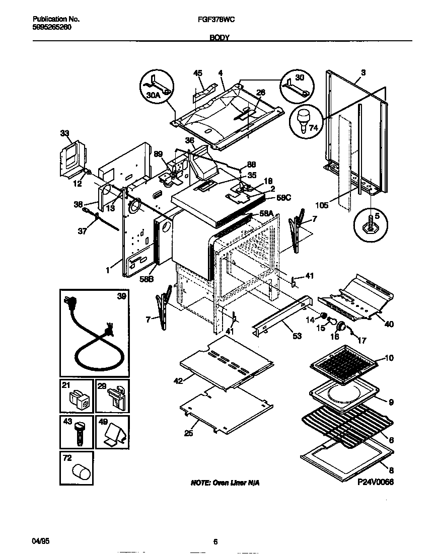 Frigidaire FGF378WCCA body diagram