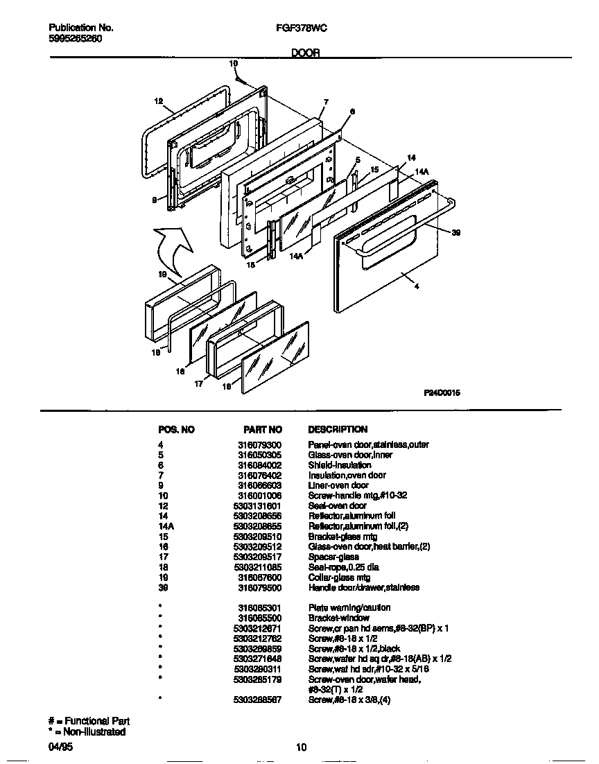 Frigidaire FGF378WCCA door diagram