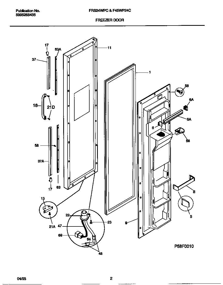 Frigidaire F45WP24CB0 freezer door diagram