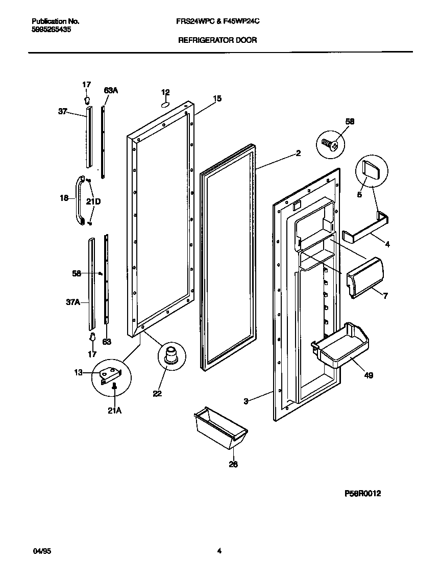 Frigidaire F45WP24CB0 refrigerator door diagram