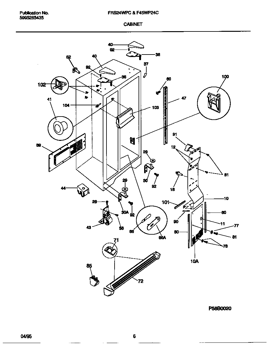 Frigidaire F45WP24CB0 cabinet diagram