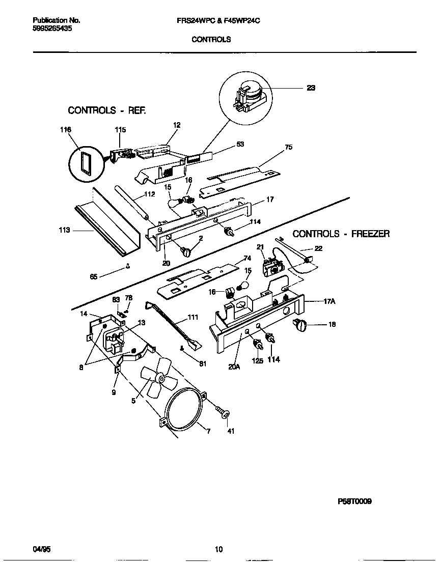 Frigidaire F45WP24CB0 controls diagram