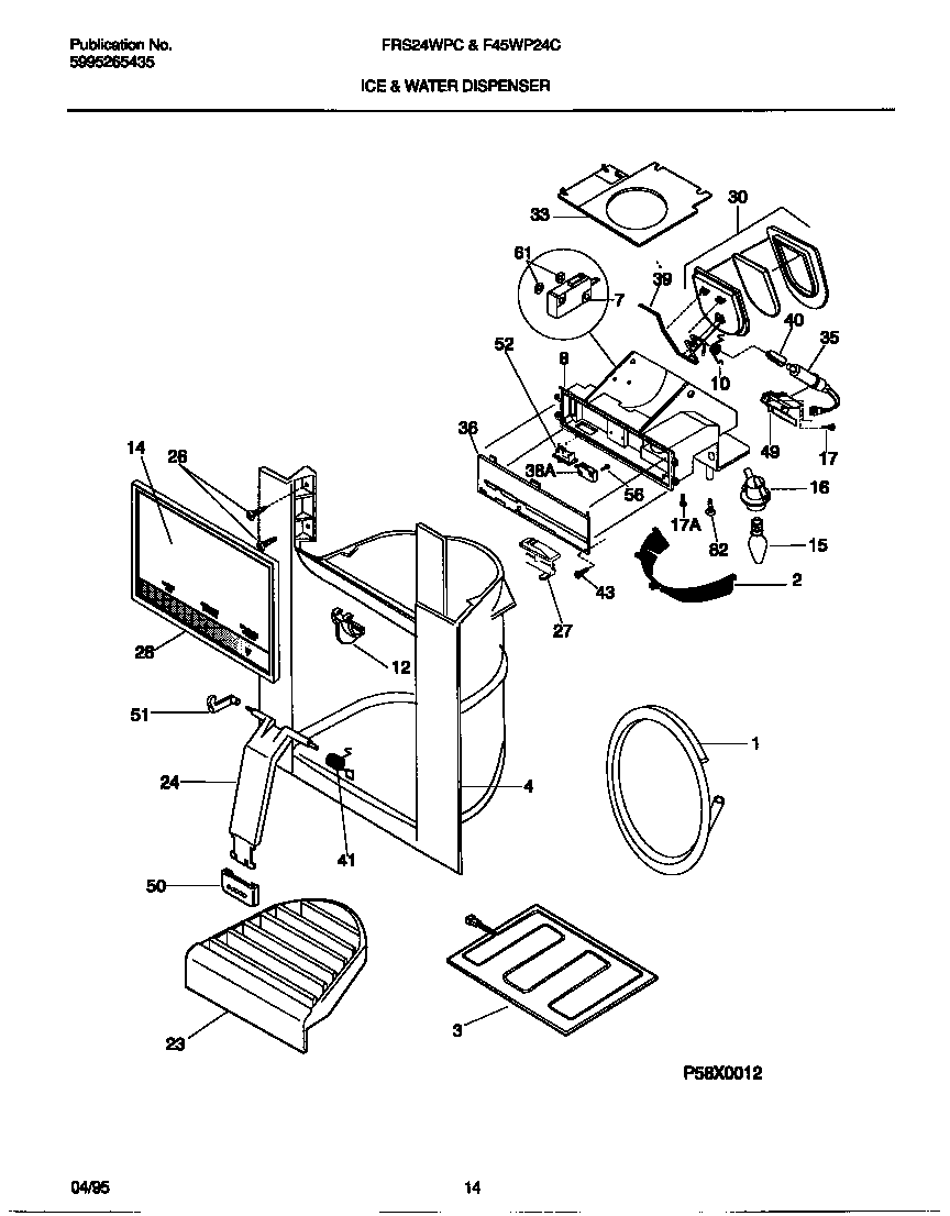 Frigidaire F45WP24CB0 ice and water dispenser diagram