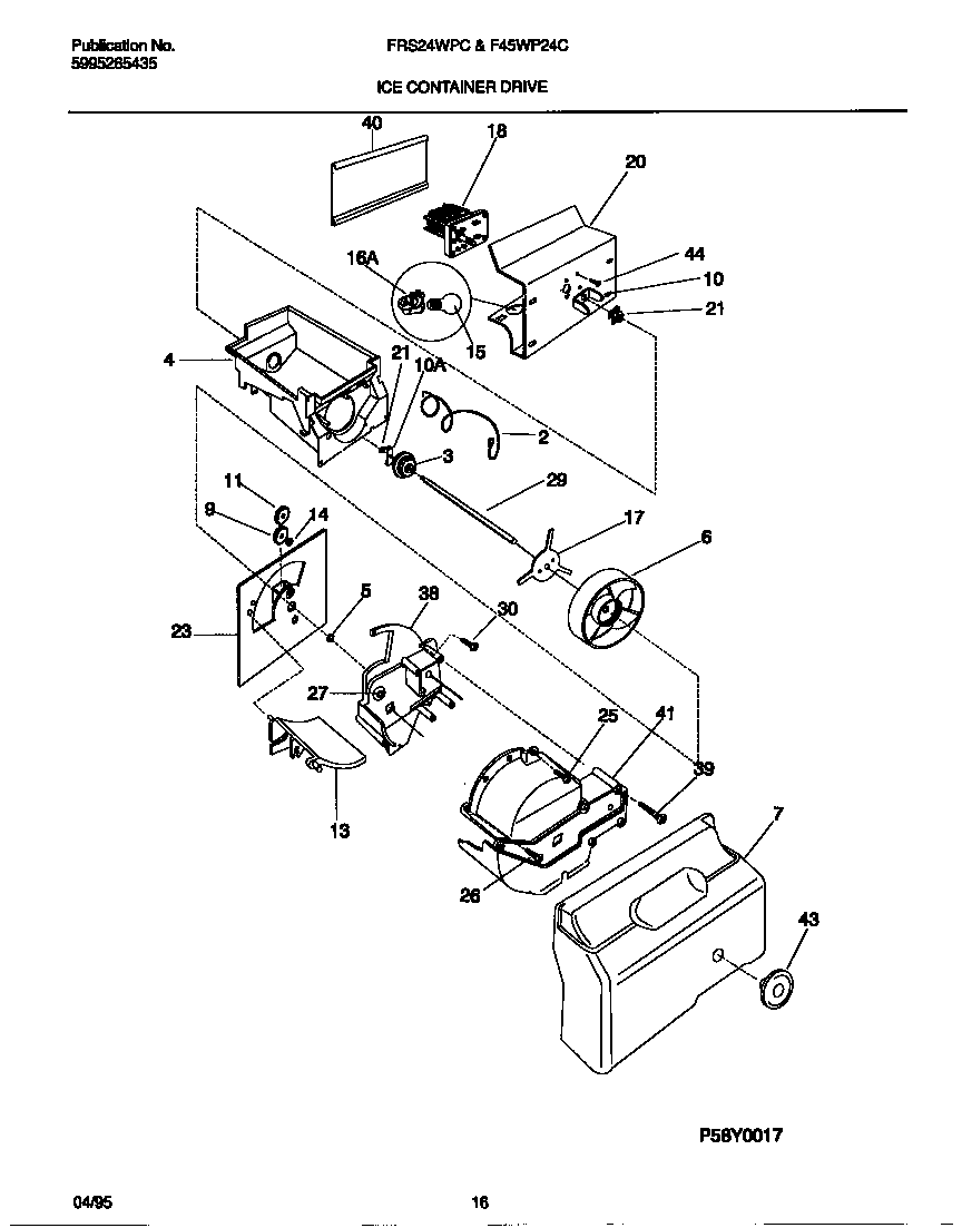 Frigidaire F45WP24CB0 ice container drive diagram