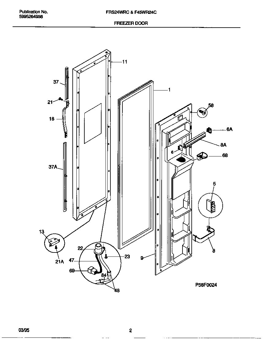 Frigidaire FRS24WRCD0 freezer door diagram