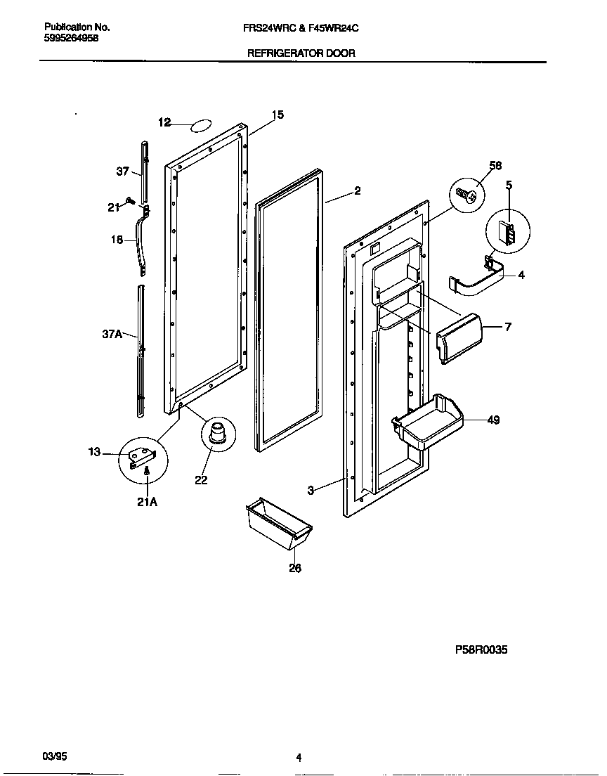 Frigidaire FRS24WRCD0 refrigerator door diagram