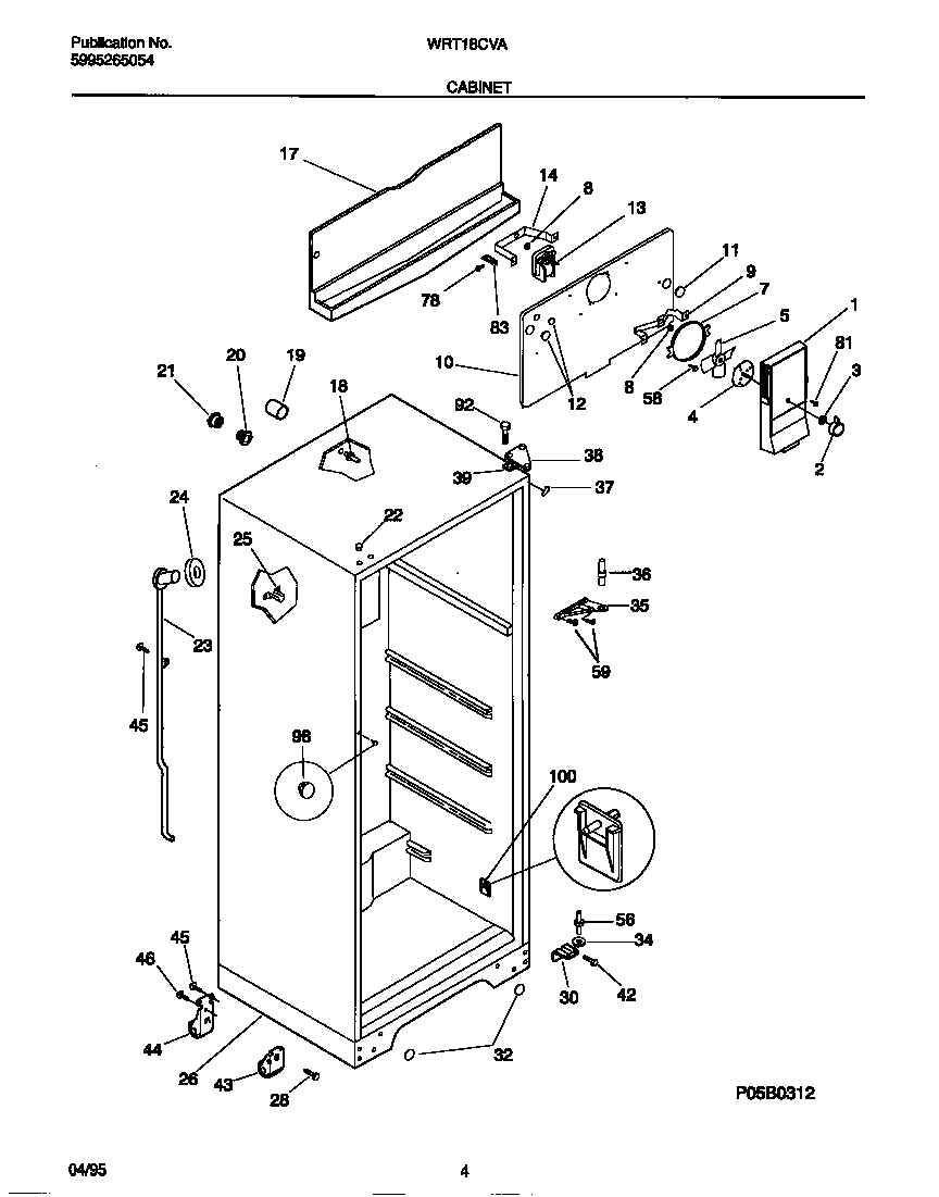 White-Westinghouse WRT18CVAD2 cabinet diagram