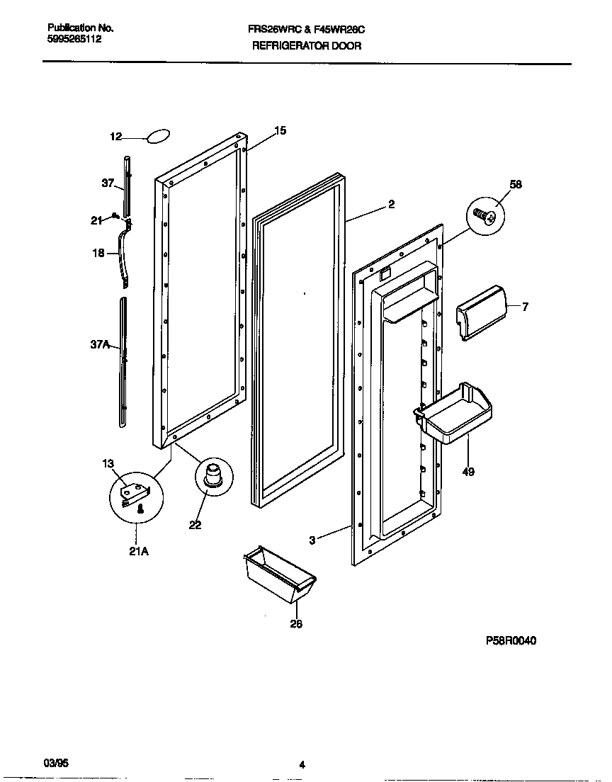 Frigidaire F45WR26CW0 refrigerator door diagram