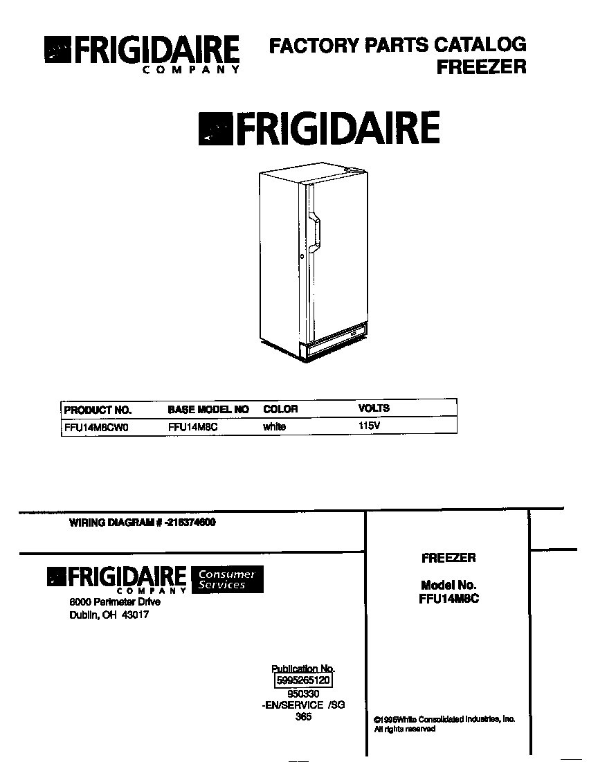Frigidaire FFU14M8CW0 cover diagram
