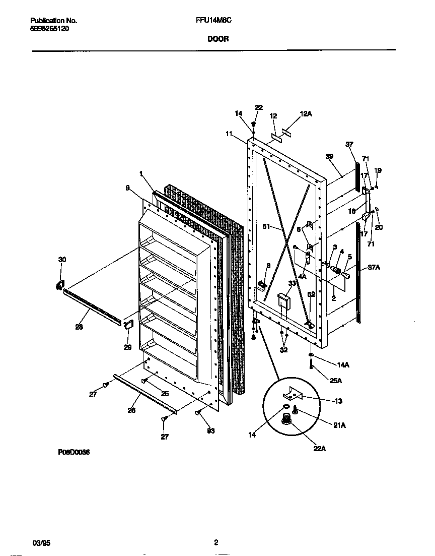 Frigidaire FFU14M8CW0 door diagram