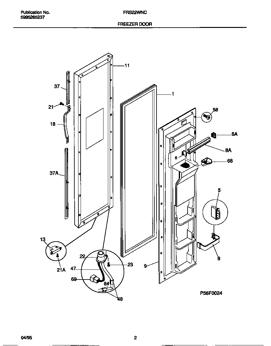 Frigidaire FRS22WNCW0 freezer door diagram