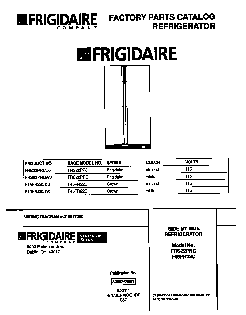 Frigidaire FRS22PRCW0 cover diagram