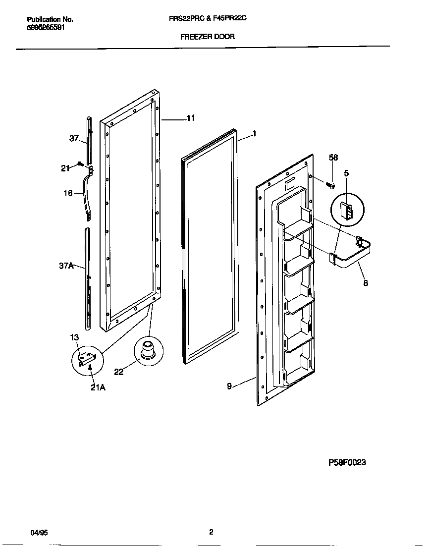 Frigidaire FRS22PRCW0 freezer door diagram