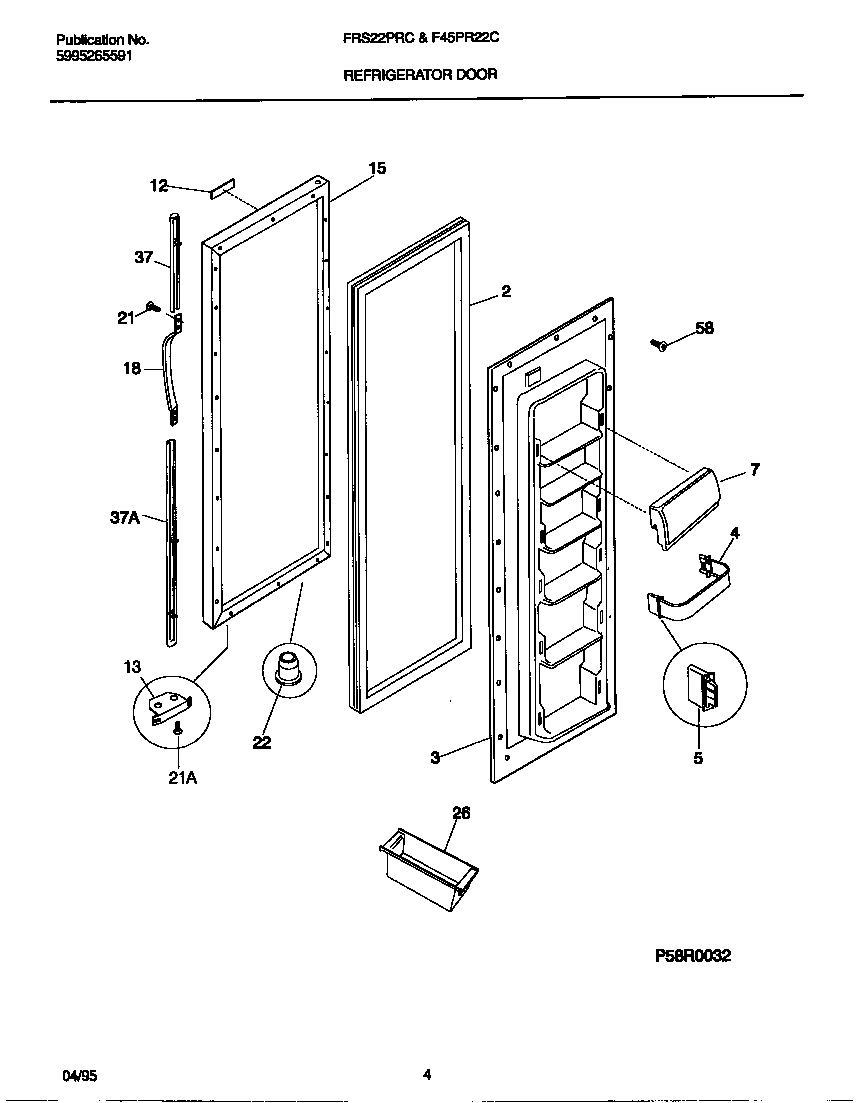 Frigidaire FRS22PRCW0 refrigerator door diagram