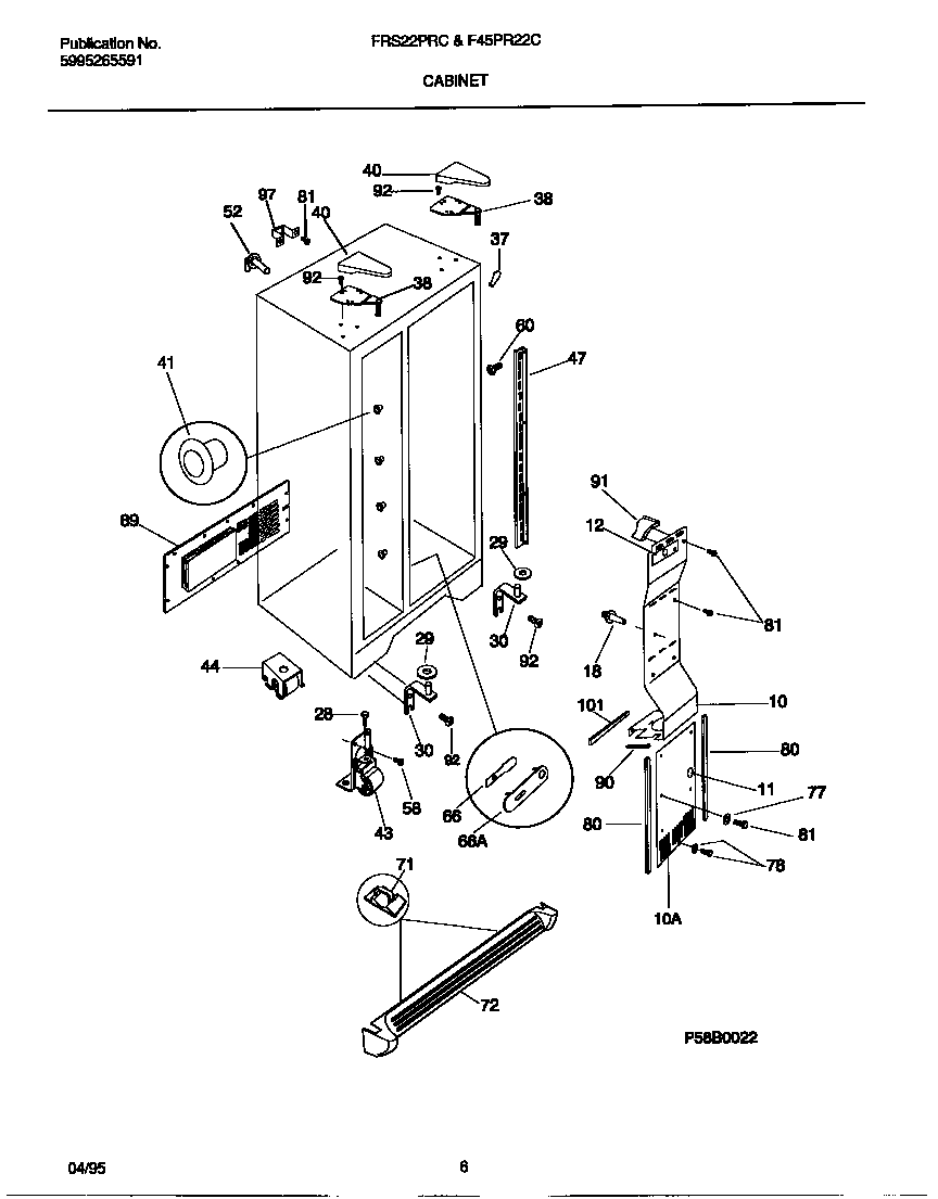 Frigidaire FRS22PRCW0 cabinet diagram