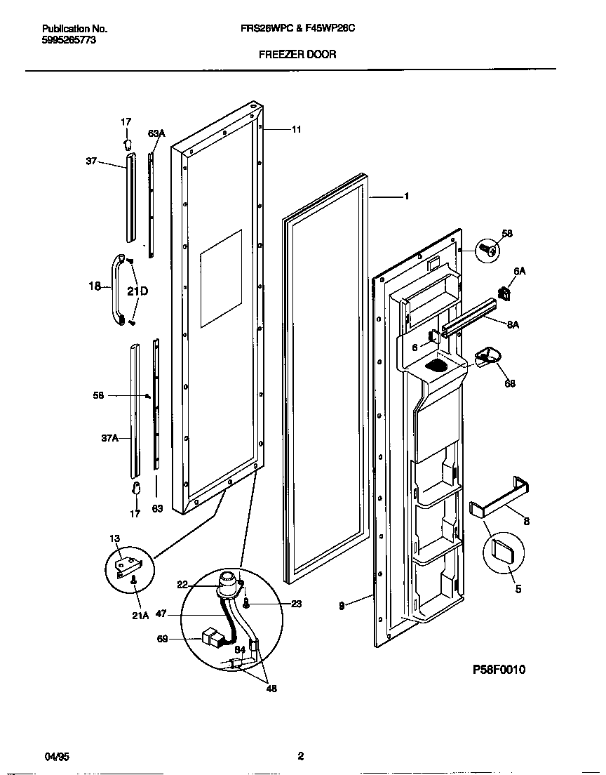 Frigidaire F45WP26CW0 freezer door diagram