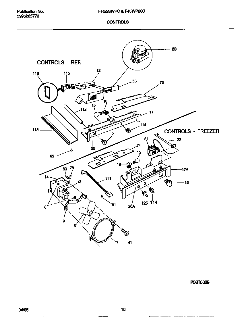 Frigidaire F45WP26CW0 controls diagram